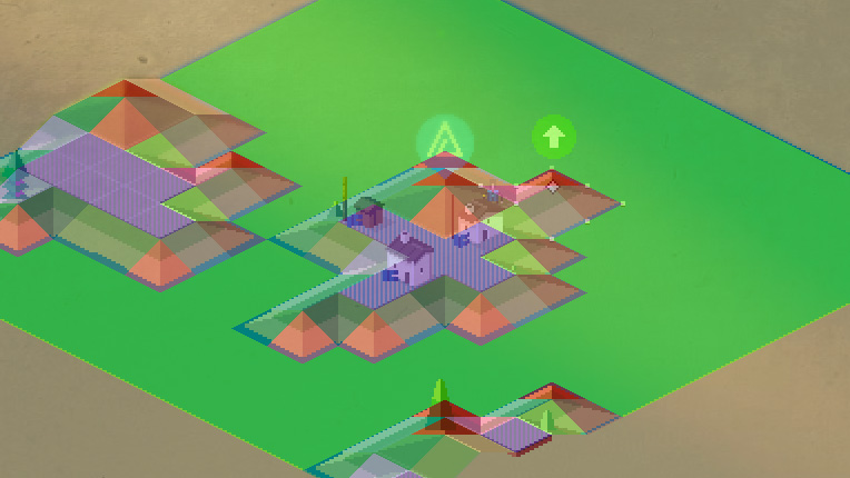 You’ve probably noticed that I’m making quite a few updates recently, this is because Reprisal is in it’s last few weeks of development and the momentum is flowing! This post is a little geeky, but in a nut shell its letting you all know that the cursor has been improved again!
As you can see from the above shot, each tile of the land has it’s own hit area. Before the most current update the engine was not taking into account the exact shape of the tiles and height of them. Hence you got this kind of ‘floating’ unattached cursor. Now with this new shape mapping in place you should fine the cursor is more snappy and attached to the mouse!
Once of the biggest problems was triggering events of the tile buttons after they had been drawn, as a rollover event gets lost. The solution was to use ‘hitTestPoint’ as the buttons were being drawn with the mouse to see if it was over the drawn tile button.
Hooray, this took a lot of head scratching, on paper it seemed easy, but late at night it was a tough one to crack!